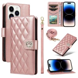 Crossbody Flip Case for Redmi 14C 14R 13C 13 12 11A 10C 10X 10 9C 9A 9 A5 A4 A3 Diamond Leather 3 Cards Wrist Strap Wallet Cover