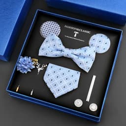 Luxury Neck Tie Set For Men Classic Brand Necktie Bowtie Hanky Cufflinks Floral Brooches Tie Clip Set Wedding Business Box Gift