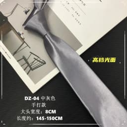Pure white tie pocket towel light silver gray white Korean narrow formal wear casual activity hand zip Neck tie