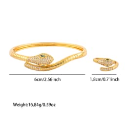 Exquisite Classic Pattern Stainless Steel Gold Color Snake Opening Zirconia Bracelet Women's Jewelry Accessories Summer Gift