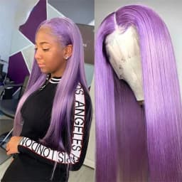 13x4 Glueless Blue Long Straight Synthetic Lace Front Wig Pre Plucked Ready To Wear for Women 24-32 Inch Daily Use