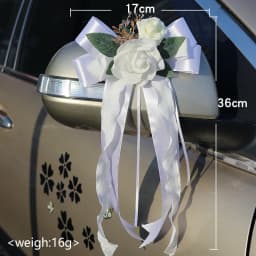 Yannew 6pcs Multi-use Wedding Car Door Handle Decoration Flowers Car Rearview Mirror Flower Just Married Auto Decor Accessories