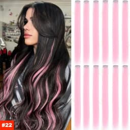 1 5 11 Pcs/lot Clip in Hair Extensions Multi-Colors Highlights Synthetic Hair 22 inch Rainbow Hairpieces for Girls Women Kids