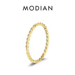 MODIAN 925 Sterling Silver Minimalist Twisted Stackable Fashion Finger Ring Classic Gold Color Thin Rings For Women Fine Jewelry