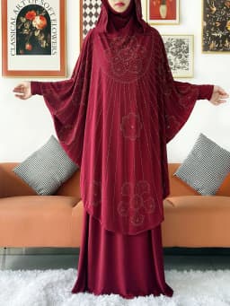 Two Piece Set Jilbab Prayer Clothes Muslim Abaya Set Women Prayer Garment Dress Hijab Long Khimar Skirt Sets Islamic Ramadan