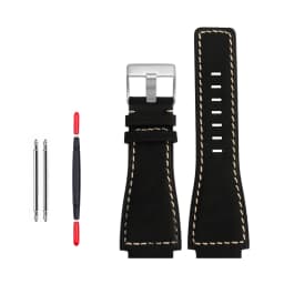 35-24mm convex cowhide band For Bell Ross B&R BR-01 BR-03 Men Genuine leather watchband silicone rubber waterproof watch strap