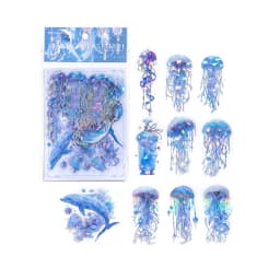 JIAMEI 20pcs/pack Twinkle Jellyfish Stickers Laser Silver Collage Junk Journal DIY Srapbooking PET Aesthetics Decor Stickers