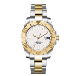 Custom Logo 40MM Luxury NH35 Automatic Watch Two Tone Gold Sapphire Glass Ceramic Bezel Men Diver Watches Male reloj hombre