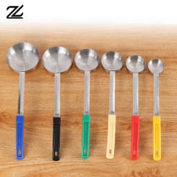 Stainless Steel Sauce Spoon With Long Rubber Handle Anti-Hot Pizza Spread Ladle Measuring Soup Spoon Kitchen Cooking Tableware
