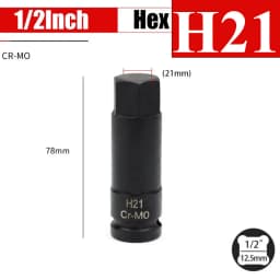 1/2inch Impact Hex Socket Electric Drill Socket Adapter Air Impact Wrench Hex Head Socket H4~H22 Screw Tap Socket Adapter