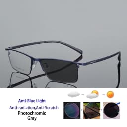 KOCOLIOR Full Frame Titanium Anti Blue Light Reading Glasses Men Ultralight Business Presbyopia Eyeglasses Photochromic Readers