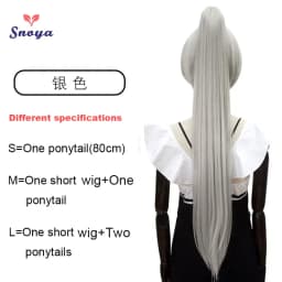 Snoya Synthetic 80cm Versatile Long Straight Claw Clip Ponytail Extensions for Ancient Costume Design Red Purple Pink Blue Black