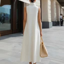 Simple Fashion Single Button High Neck Maxi Dress Women Spring Solid Pocket A-Line Long Dress Summer Sleeveless Bohemian Dresses