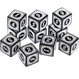 10PCS/Set Acrylic Dice Set D6 Carved Pattern Polyhedron Dice 6-sides Game Dice for RPG Dungeons and Dragons Board Game