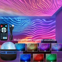 7Colors Water Ripple Projector Dynamic Rotating LED Night Light with Remote USB Powered Family Bedroom Romantic Ocean Decor Lamp