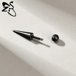 ZS 1 Piece Punk 18G Stainless Steel Stud Earring Men Women 6/8/10/12/15/17MM Long Spike Shape Helix Cartilage Piercings Jewelry
