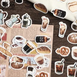 46pcs Stickers Vintage Style Classic Coffee Lovers Creative Materials Decorative Self-adhesive Stickers Painting Diy Stickers