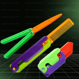 New 3D Mini Butterfly Knife Printing Gravity Knife Cub Jumping Small Radish Knife Mini Model Pendant Push Card Decompression Toy