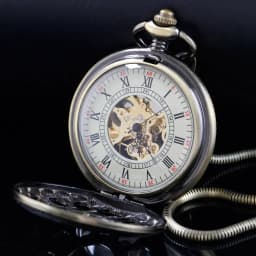 PJX1581 Hollow Automatic Mechanical Pocket Watch Chain Beautiful Fob Watches Men Women Hand-wind Pocket Clock Birthday Gifts