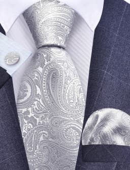 GUSLESON 8cm Blue Black Pink Men Ties Pocket Square Cufflinks Set Paisley Silk Necktie Wedding Business Gift Tie Accessories