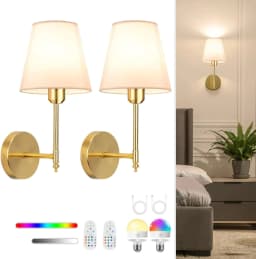 Wireless Rechargeable Battery-Powered Wall Light with 4000 Mah, Dimmable, Detachable Bulb and Remote Control, 15-Color Wireless Wall Lamp, Suitable for Bedroom, Living Room, Hallway Decoration