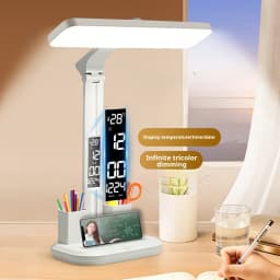SMGXHE LED Desk Lamp, Large Area Lighting, Touch Control, 3 Color Modes, USB Powered, Foldable with Display And Pen Holder,