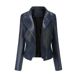 Slim Fit PU Leather Jacket for Women, Thin Long Sleeved Jacket, Short Coat, Spring and Autumn, Motorcycle Zipper Leather Jacket