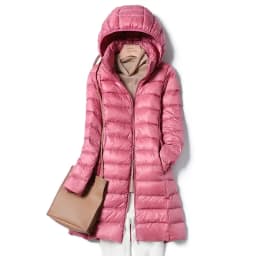 Winter Women Slim Down Coats Remove Hooded Parka Solid Color Female Long Light Thin Outerwear Lady Fashion Warm Puffer Jackets