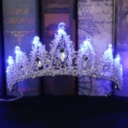 Bride Princess Crown Tiara Glowing Rhinestone LED Light Headwear Hair Accessory For Wedding Cosplay Party Hair Decor Jewelry
