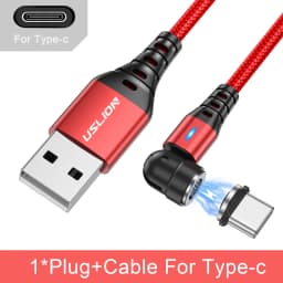 USLION 540 Rotate 3A Magnetic Cable Fast Charging Micro USB Type C Cable For iPhone Xiaomi Samsung Charger Wire Cord USB Cable