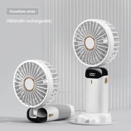 Portable Handheld Mini Fan Foldable Neck Hanging Fans 5 Speed USB Rechargeable Fan with Phone Stand and Display Screen 1800mAh