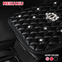 Blingbling Shiny Diamond Inlay PU Artificial Sheepskin Car Armrest Pad Crown Style New Model Interior Supplies