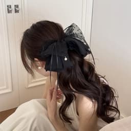 Elegant Versatile Chiffon Floral Print Bow Ponytail Clip Headwear For Women Girls Sweet Bow Ribbon Hair Clip Hair Accessories
