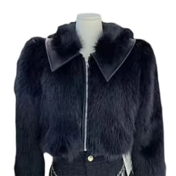 Fall Winter Motorcycle Style Short Fashion Top Women's Patchwork Fur Coat Fake Leather Environmentally Friendly Fur Jacket
