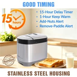 KeenZest 27-in-1 Smart Bread Maker with Gluten Free Setting 2LB Whole Wheat Bread Machine with Homemade Cycle Recipes Included