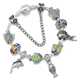 2024 Trendy Silver Cokor Love Key Charm Bracelet With Murano Glass Beads Bracelets For Women Wife Jewelry Pulseras Dropshipping