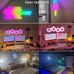 Smart Hexagon LED Wall Lights with App DIY & Remote Control Music Sync RGB Panels for Home Gaming Room Bedroom Living Room Decor Vibrant Geometric Design Indoor Party Festival Wall Decorative Light USB Powered Color Changing Modern Lights