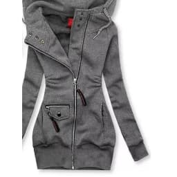 Slimming Printed Hoodie Women's Drawstring Long Sleeve Thickened Polyester Fiber Commute Style Cardigan Sweater