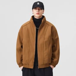 DUKEEN Men's Winter Padded Bomber Jacket Stand Collar Windproof Casual Coat Loose Fit Warm Streetwear Jacket