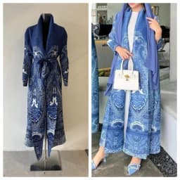 Miyake Pleated 2024 New Folded Collar Long Sleeved Retro Printed Dress Belt for Women Dubai Designer Original Fashion Loose Coat