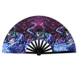 Anime U-Uchihaes Sasuke Japan Folding Hand Fan Custom Red Cloud Polyester Fabric Fan Novelty Summer Accessory Decorative Fans