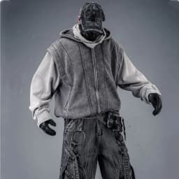 Washed Distressed Fake Two Piece Patchwork Punk Vintage Hoodies Man Techwear Gothic Zip Up Hoodie Street Wear
