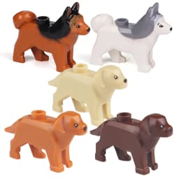 Compatible Animals Building Blocks for Children MOC Golden Hair Police Dog Husky Bulldog Chihuahua Model Bricks Kids DIY Toys 5p
