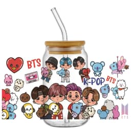 Korean Popular Music Group UV DTF Bottle Stickers Glasses Cup Transfer Stickers DIY Stationery Computer Waterproof Sticker