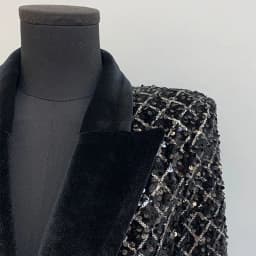 Black Sequined Thickened Women's Cotton Jacket 2025 New Winter Warm Elegant Fashionable Lapel High Quality Women Warm Coat H663