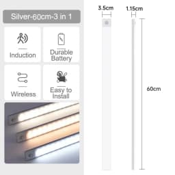 10-60CM Motion Sensor Cabinet Lights USB Rechargeable Under Cabinet Lights with Infrared Sensor Magnetic for Kitchen Closet