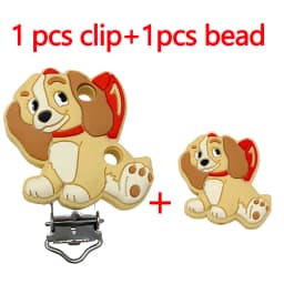 2pcs/set Silicone Cartoon Animal Pacifier Clip Molar Bead DIY Pacifier Chain Jewelry Accessories