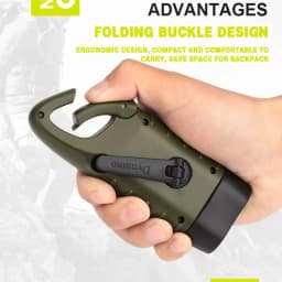 New upgrade 3LED Portable Outdoor Hand Crank Solar Powered Flashlight For Fishing Hiking With Folding Buckle Emergency Lamp