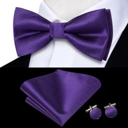 Purple Lilac Lavender Pansy Violet Silk Mens Bow Tie Hanky Cuffs Set Pre-tied Butterfly Knot Bowtie for Male Wedding Business