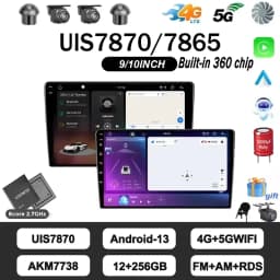 FYT UIS7870 8cores 12+256G Android13 Car Stere Radio CarPlay& Android Auto GPS DSP Multimídia CarPlay Player 5G WIFI Bluetooth
